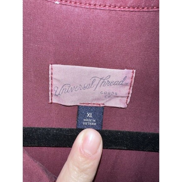 UNIVERSAL THREAD Burgundy Lyocell Short Sleeve V-Neck Shirt Dress Sz XL - Picture 8 of 13